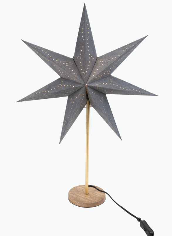 Stella Grey stjärna på fot 45 cm