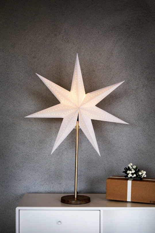 Stella White stjärna på fot 45 cm