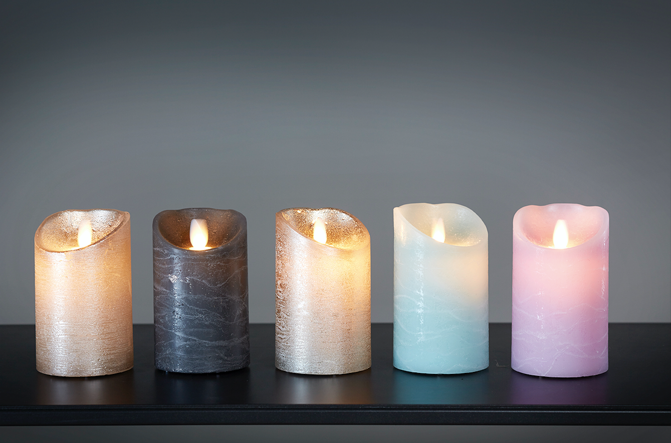 Flame LED blockljus grå 12 cm 1st
