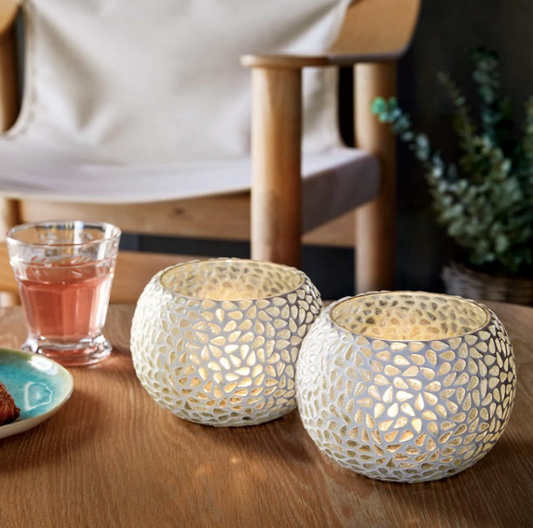 Mosaic drops värmeljushållare 2 st