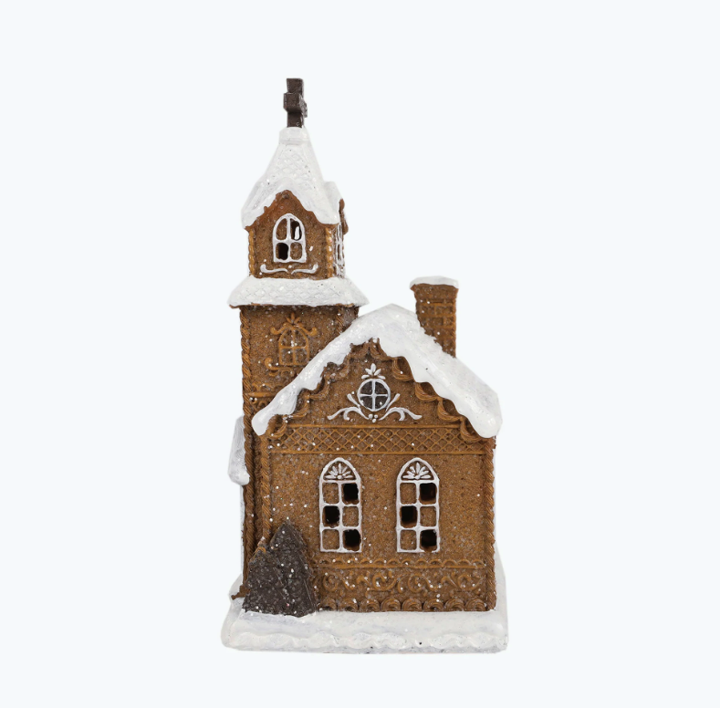 Gingerbread kyrka med LED-ljus