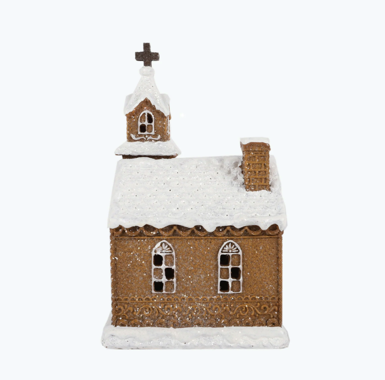 Gingerbread kyrka med LED-ljus