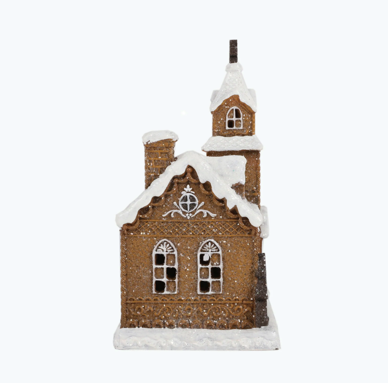 Gingerbread kyrka med LED-ljus