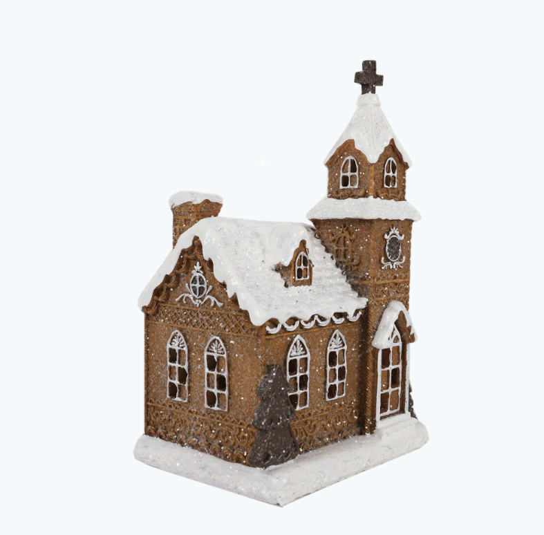 Gingerbread kyrka med LED-ljus