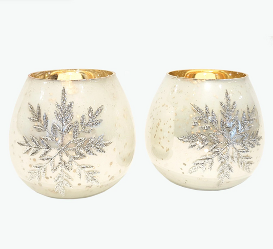 Snowrose värmeljushållare 2 st