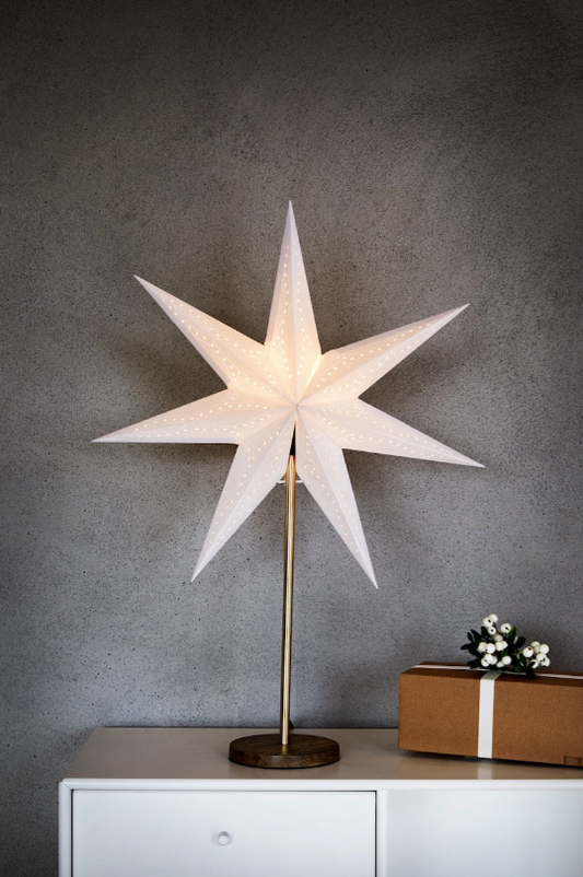 Stella White stjärna på fot 45 cm
